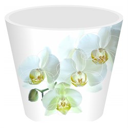 Горшок для цветов London Orchid Deco, 1.6л, диаметр 160мм, пластиковый, белая орхидея - фото 49045