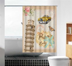 Шторка для ванной комнаты тканевая Пизанская башня MZ-109, 180x180см, водонепроницаемая - фото 49200