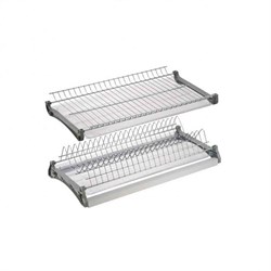 Сушилка для посуды/посудосушитель, 800мм, двухуровневая, с поддоном, сталь/пластик, хром 67924