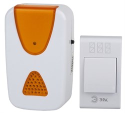 Звонок беспроводной А02 ЭРА Б0019874, аналоговый, накладной, бело-оранжевый - фото 51609