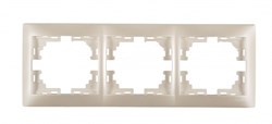 Рамка трехместная Мира 701-3000-148, горизонтальная, жемчужно-белый перламутр - фото 51630