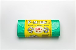 Мешки для мусора Ромашка НМ60-25/25/03, 60л, 60x80см, в рулоне 25шт, зеленые - фото 55558