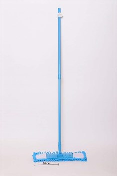 Швабра CELLTIX с насадкой из микрофибры Лапша 14x44см, ручка телескопическая окрашенный металл 120см, карманы, синяя - фото 56488