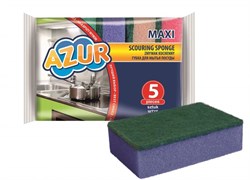 Губка для посуды Макси AZUR 030170, 9.5x6.5x2.5мм, упаковка 5шт - фото 58316
