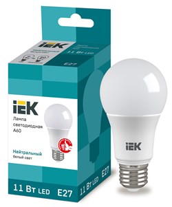 Лампа светодиодная IEK  ECO LLE-A60-11-230-E27, 11Вт, 230-240В, матовая, цоколь Е27 - фото 58632