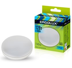 Лампа светодиодная Ergolux LED-GX53-12W-GX53-4K, 12Вт, 180-240В, цоколь, GX53, 4500К - фото 58666