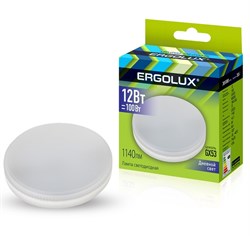 Лампа светодиодная Ergolux LED-GX53-12W-GX53-6K, 12Вт, 180-280В, цоколь GX53, 6500К - фото 58668