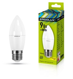 Лампа светодиодная Ergolux LED-С35-9W-E27-3K, 9Вт, 220В, цоколь Е27, 3000К - фото 58702