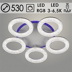 Люстра подвесная LED-встроенная 3415/5C, 100W+20W LED, RGB, 3000-6500K, ПДУ, диммер, диаметр 530мм, высота 90мм, SSH22, WT белый - фото 59146