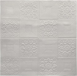 Панель ПВХ самоклеящаяся 3D Белая плитка с узором, из вспененного ПЭТ, 700х700х3мм - фото 60387