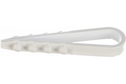 Дюбель-хомут для круглого кабеля 11-18мм, нейлон, белый, упаковка 10шт. - фото 67414