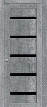 Дверь межкомнатная (полотно) Агата 05-1 ДПО 70, ПВХ, остекленная, грей, стекло черное - фото 68314