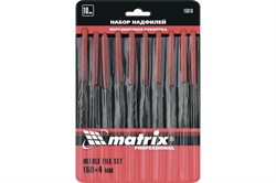 Набор надфилей Matrix 15818 с обрезиненными ручками, 160х4мм, 10 предметов в наборе - фото 68555