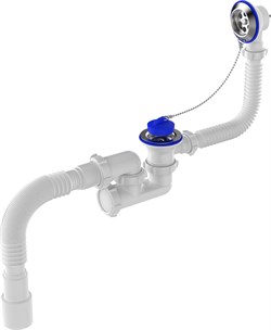 Сифон для ванны (гофросифон) AQUANT V255-25-MR, 1 1/2 дюйма, проход 40/50мм, с выпуском и переливом - фото 69911