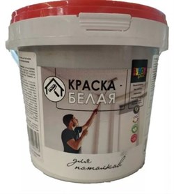 Краска акриловая Dekor paint, для потолков, 1.3кг, белая, матовая - фото 70182