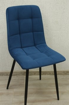 Стул Милан Т16, стул на металлокаркасе, ткань велюр, синий, каркас черный - фото 71872