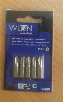 Биты Wilton Philips 16409 PH3х25мм, 1/4", набор 5шт. - фото 72515