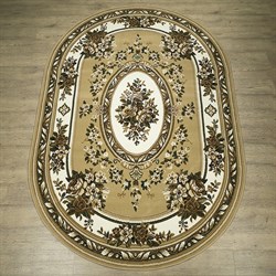Ковер Лайла де Люкс 15361-10266о, 60х100см, овальный, бежевый с рисунком 81218