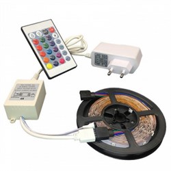 Комплект для светодиодной подсветки General GLS-5050-30-7.2-12-IP20-PRO-RGB-5-KIT, 7.2Вт: лента светодиодная 5м + RGB контроллер с пультом дистанционного управления + блок питания 12В - фото 74195
