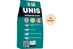 Затирка цементная UNIS U-50, для узких швов до 6мм, армированная, 1.5кг, цвет бежевый - фото 78314