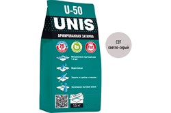 Затирка цементная UNIS U-50, для узких швов до 6мм, армированная, 1.5кг, цвет светло-серый - фото 78329