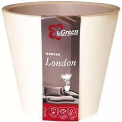 Горшок для цветов London ING6204СЛ, 1.6л, со вставкой, диаметр 16мм, пластиковый, сливочный 72210 - фото 81574