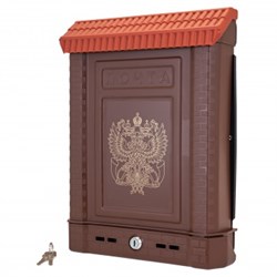 Ящик почтовый Премиум Герб, 380x285мм, внешний, пластиковый, коричневый, с замком - фото 83097