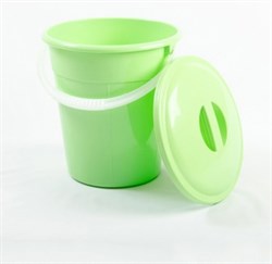Ведро хозяйственное Евро, с крышкой, 5л, пищевой пластик, зеленое - фото 83384
