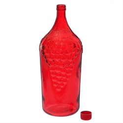 Бутыль для вина Виноград, с винтовой пробкой, 2л, красная, стеклянная - фото 83473