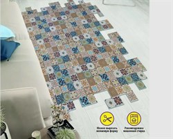 Коврик-дорожка против скольжения Icarpet PRINT Плитка Азулежу, 0.6м, вырезной, рулон 15м, на метраж - фото 83531
