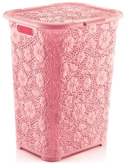 Корзина для белья Ажурная Дунья, 50л, пластиковая, розовая - фото 83945
