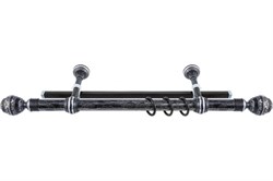 Карниз LEGRAND Валанс, 2-рядный, 1.6м, круглый для штор, черное серебро, металлический, с наконечниками - фото 84227