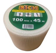 Сетка стеклотканевая самоклеящаяся малярная (серпянка) RICH 115139, 1000ммx45м, белый 91116