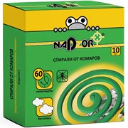 Спирали от комаров NADZOR, упаковка 10шт, зеленые, без запаха 86977