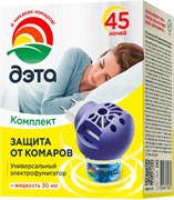 Электрофумигатор от комаров ДЭТА 45 ночей с жидкостью 30мл, комплект 46073