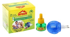 Электрофумигатор от комаров и мошек ARGUS 45 ночей с жидкостью 30мл 74855