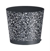 Горшок для цветов Stone Flower IDIland 221607035/01, 4л, диаметр 200мм, пластиковый, серый, с дренажной вставкой 88591