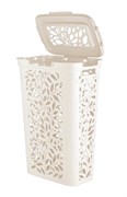 Корзина для белья Leaves 4349424, 40л, 440х275х635мм, пластиковая, молочный, откидная крышка 46537