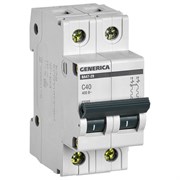 Выключатель автоматический GENERICA ВА 47-29, двухполюсной 2Р, 40А, тип С 11191