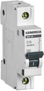 Выключатель автоматический GENERICA ВА 47-29, однополюсный 1Р, 16А, 4.5кА, тип С 4062