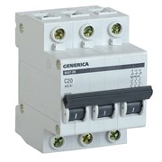 Выключатель автоматический GENERICA ВА 47-29, трехполюсной 3Р, 20А, тип С 14132