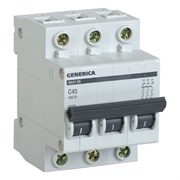 Выключатель автоматический GENERICA ВА 47-29, трехполюсной 3Р, 40А, тип С 14734