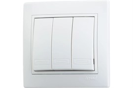 Выключатель LEZARD MIRA 701-0303-109, трехклавишный, встраиваемый, кремовый 21319