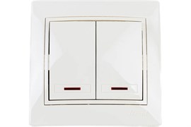 Выключатель LEZARD MIRA 701-0303-112, двухклавишный, встраиваемый, кремовый, с подсветкой 21318