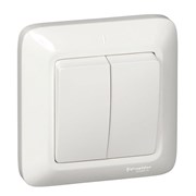 Выключатель SYSTEM ELECTRIC Прима VS5U-218-S, двухклавишный, встраиваемый, белый, с подсветкой 8292