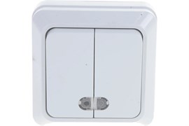Выключатель IN HOME Boletto 7123, двухклавишный, накладной, белый, с подсветкой 47722