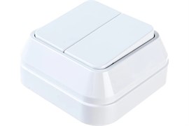 Выключатель MAKEL Siva Ustu 45103, двухклавишный, накладной, белый 25545