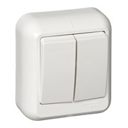 Выключатель SYSTEM ELECTRIC Прима VA5U-214-S, двухклавишный, накладной, белый, с подсветкой 25547