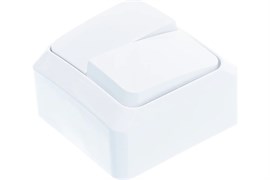 Выключатель SYSTEM ELECTRIC Этюд ВА10-002В, двухклавишный, накладной, белый 64202