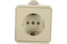 Розетка IN HOME Aqua 3113, одноместная, накладная, белая, с заземлением, полугерметичная 55451